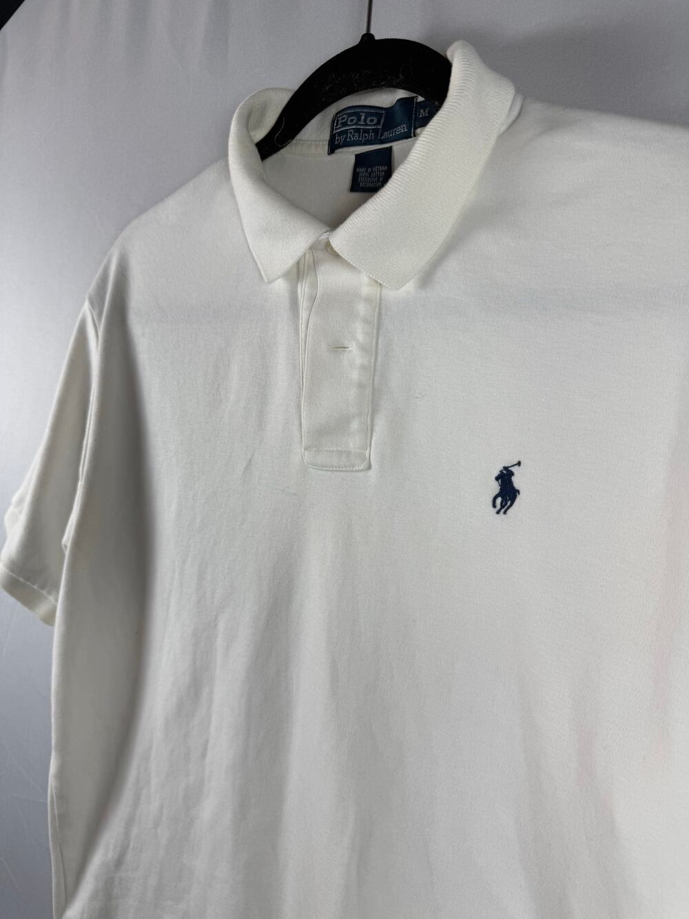 Polo Ralph Lauren Men’s Medium White Cotton Polo Shirt Navy Pony